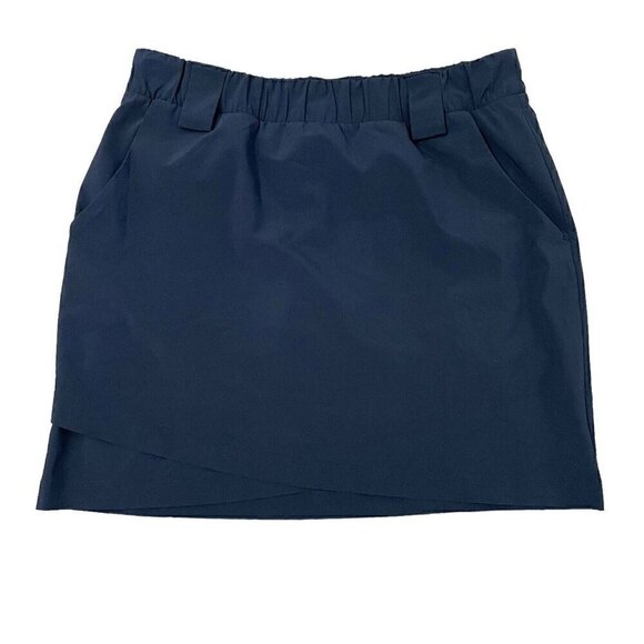 Athleta Faux Wrap Tulip Hem Skort Skirt Pockets Tennis Pickleball Black sz Small - Picture 1 of 8